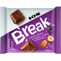 ION Break Milchschokolade mit Rosinen, Nüsse 85gr 