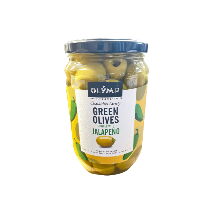 OLYMP Oliven grün gefüllt mit Jalapenos 720gr (Glas)