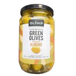 OLYMP Oliven grün gefüllt mit Mandeln 720gr (Glas)