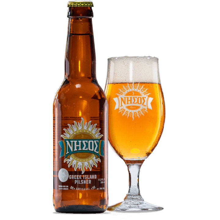 Nisos Pilsner Bier 33cl - Alk: 5% Vol (Glas)
