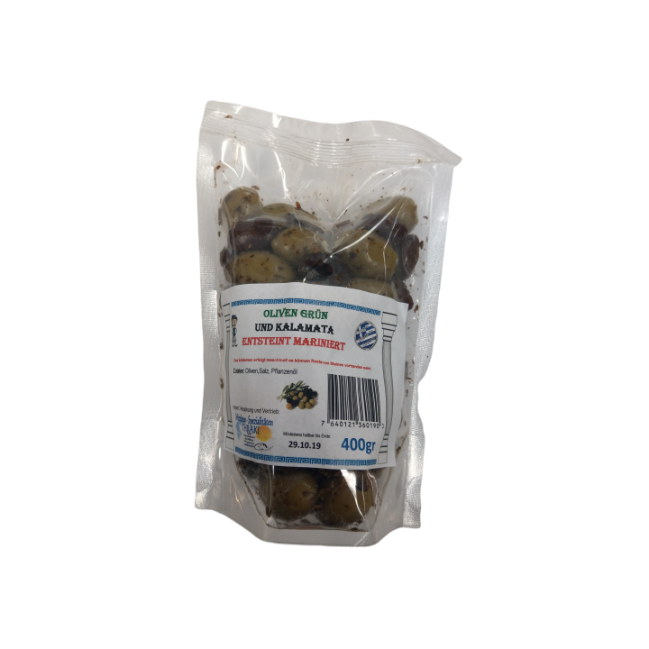 Thraki Oliven gemischt Kalamata und Grüne 400gr